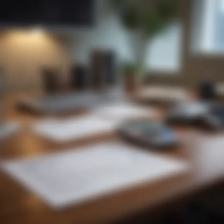 Close-up of a financial planner's desk with loan options