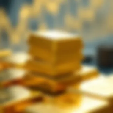 A close-up view of gold bars stacked elegantly, symbolizing wealth and investment.