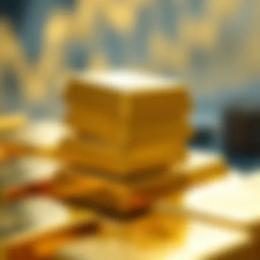 A close-up view of gold bars stacked elegantly, symbolizing wealth and investment.