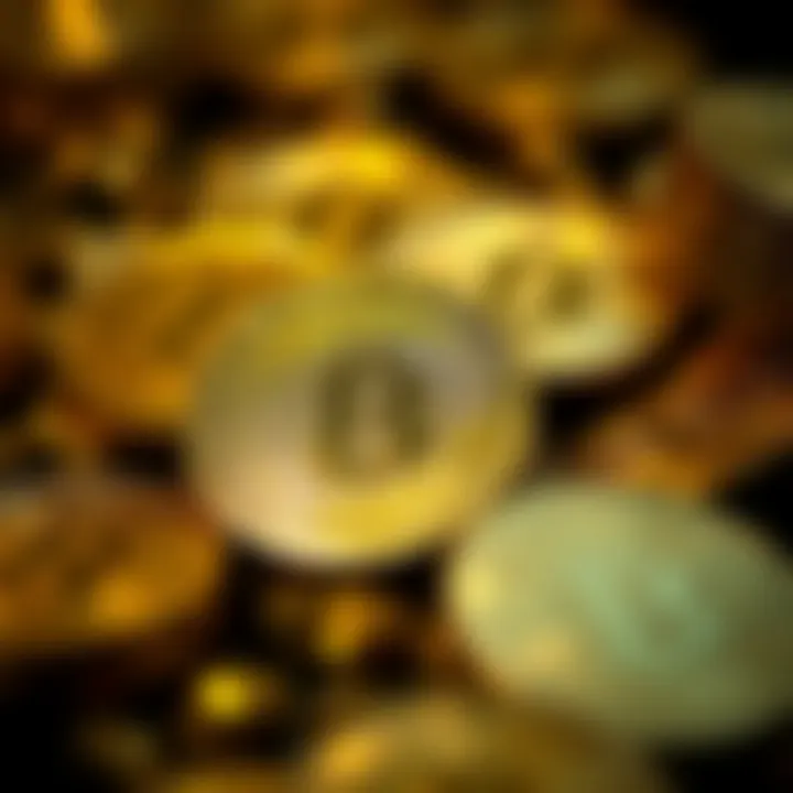 An artistic representation of gold coins reflecting light, embodying the allure of precious metals.