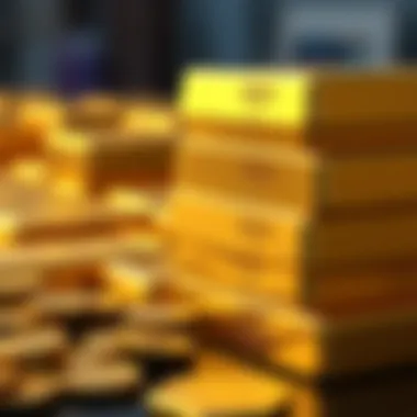 Gold bullion bars stacked for investment