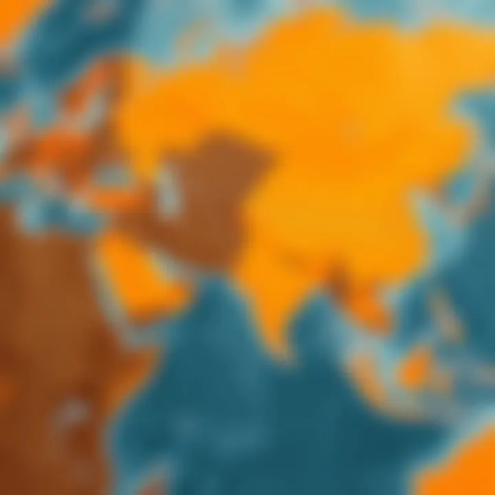 Map highlighting regions of geopolitical importance in oil production