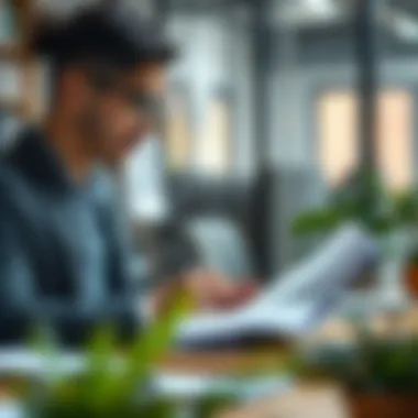 Reviewing Proof of Insurance for Compliance Business professional reviewing insurance documents for compliance
