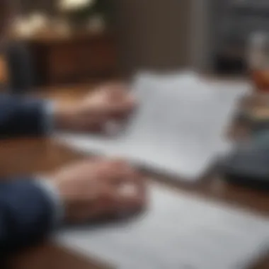 A person reviewing financial documents at a desk