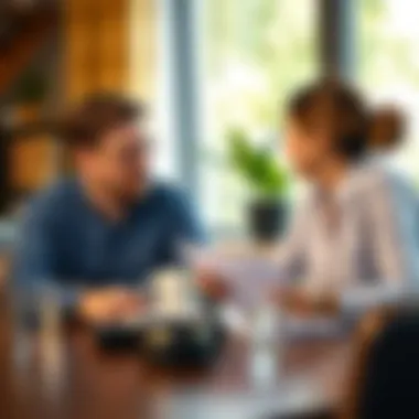 Couple discussing finances at a table