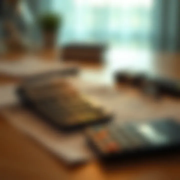 Calculator and tax forms on a table