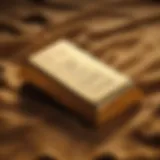 An elegant gold bullion bar resting on a luxurious velvet cloth, showcasing its luster and quality.