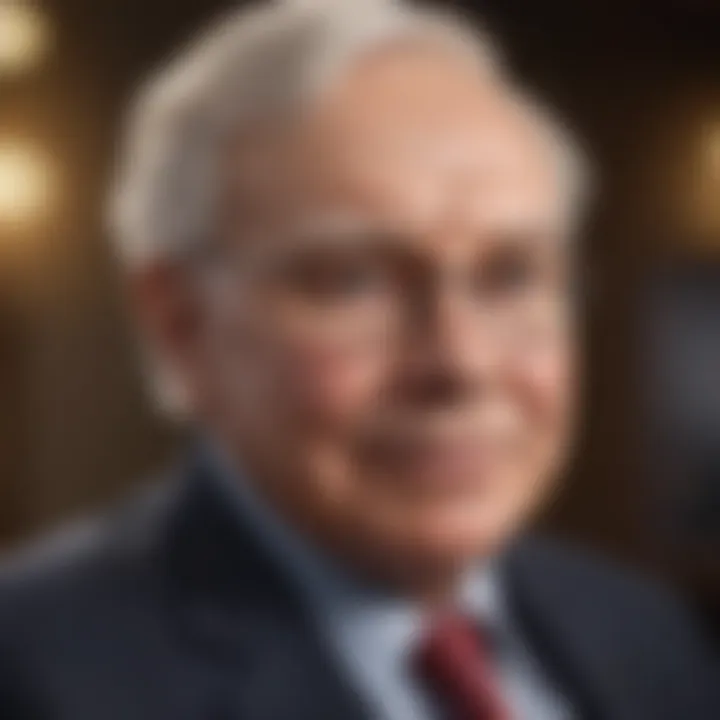 Warren Buffett at a conference discussing investment strategies