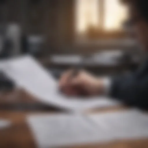 Close-up of a professional accountant reviewing financial documents